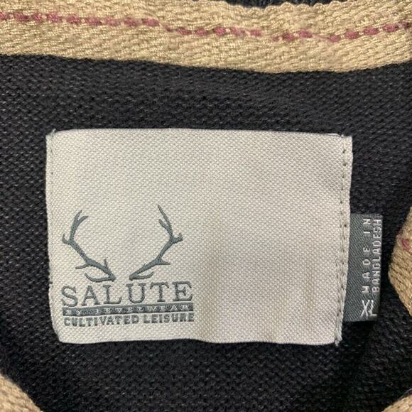 Levelwear Salute Sweater Mens XL Black Grey Cotton 1/4 Zip Mock Neck Pullover - Picture 5 of 14